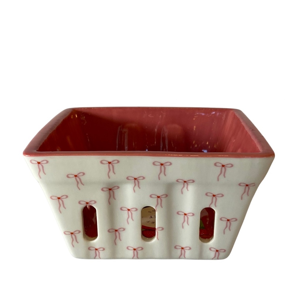 MRKT Berry PINK BOWS Design Ceramic Container Basket